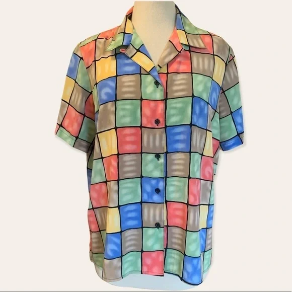 NOTATIONS XL Multicolored Women’s short sleeve blouse shirt - Picture 2 of 14